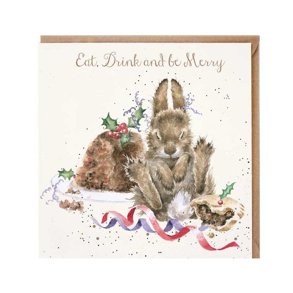 Wrendale Designs Eat, Drink & Be Merry Christmas Card image 0