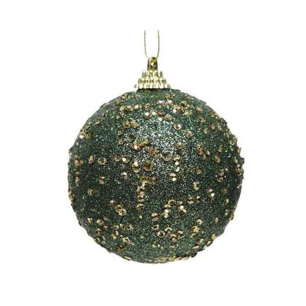 Decoris Foam Bauble with Glitter & Sequins in Pine Green image 0