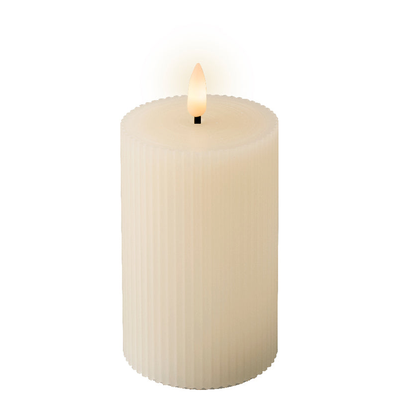 Lumineo Cream Wax LED Carved Candle image 0