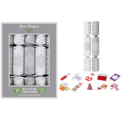 Green Christmas 10 Luxury Eco Snowflake Crackers image 0