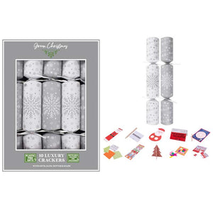 Green Christmas 10 Luxury Eco Snowflake Crackers image 0