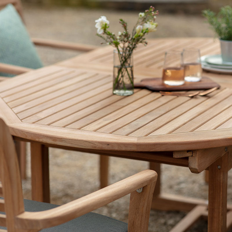 Bramblecrest Richmond 8 Seat Wooden Dining Set with Extending Oval Table, Parasol & Base image 0