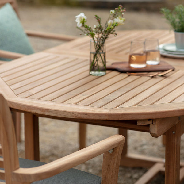 Bramblecrest Richmond 8 Seat Wooden Dining Set with Extending Oval Table, Parasol & Base image 1