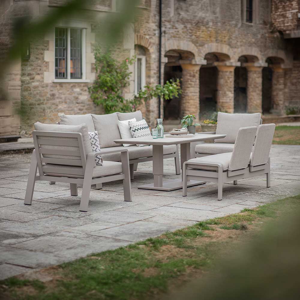 Bramblecrest Prague Sofa Set in Latte with Rectangular Height-Adjustable Table (Seats 7) image 0