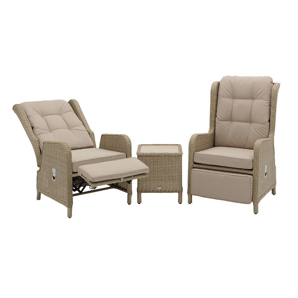 Bramblecrest Chedworth Deluxe 2 Seat Recliner Set in Sandstone Rattan with Integrated Footrests image 5