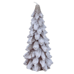 Decoris Light Brown Snowy Tree Candle image 0