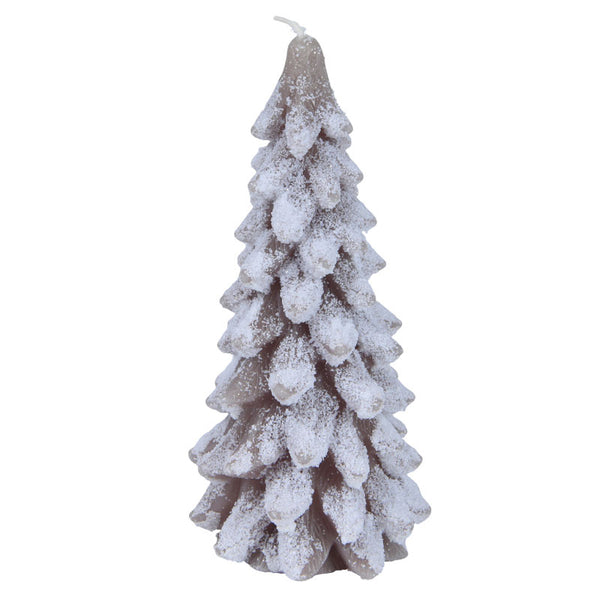 Decoris Light Brown Snowy Tree Candle image 0