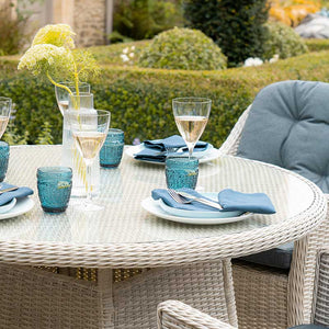 Bramblecrest Monterey 4 Seat Garden Dining Set in Dove Grey with Round Table, Parasol &amp; Base image 1