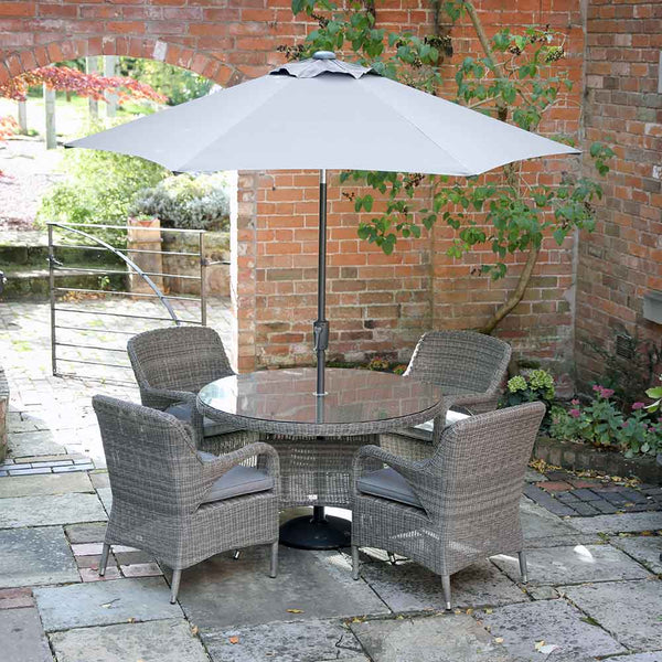 Supremo Verona 4-Seat Dining Set with 120cm Round Table, 2.5m Parasol & Base image 4