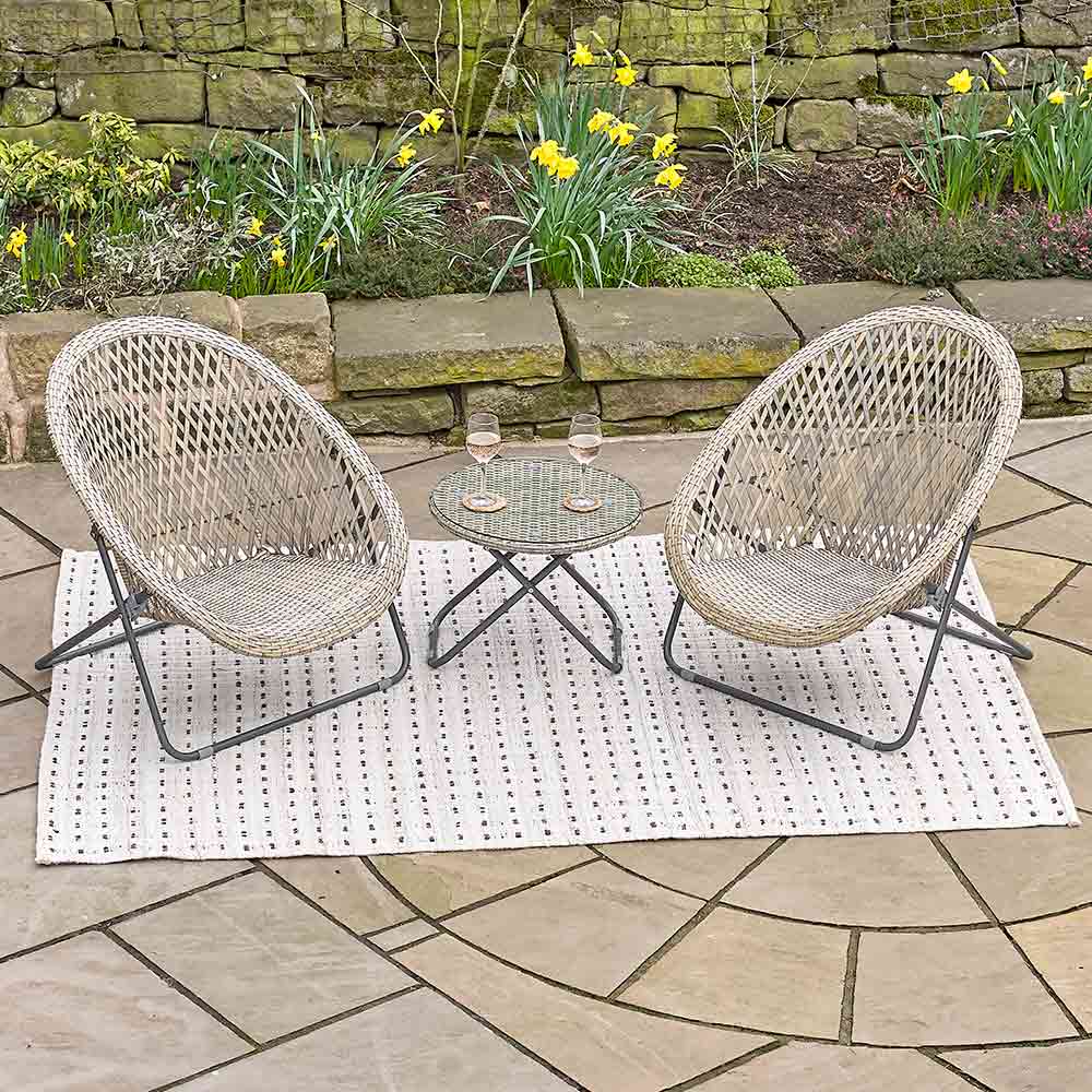 TOBS Foldable Garden Bistro Set in Grey Faux Rattan image 0