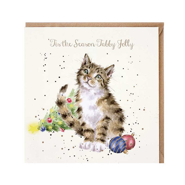 Wrendale Designs Tabby Jolly Christmas Card image 0