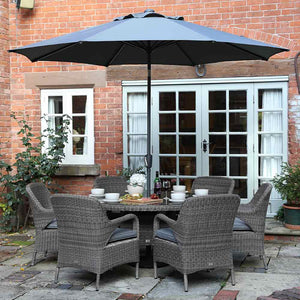 Supremo Verona 6 Seat Dining Set with 140cm Round Table, 3m Parasol & Base image 3