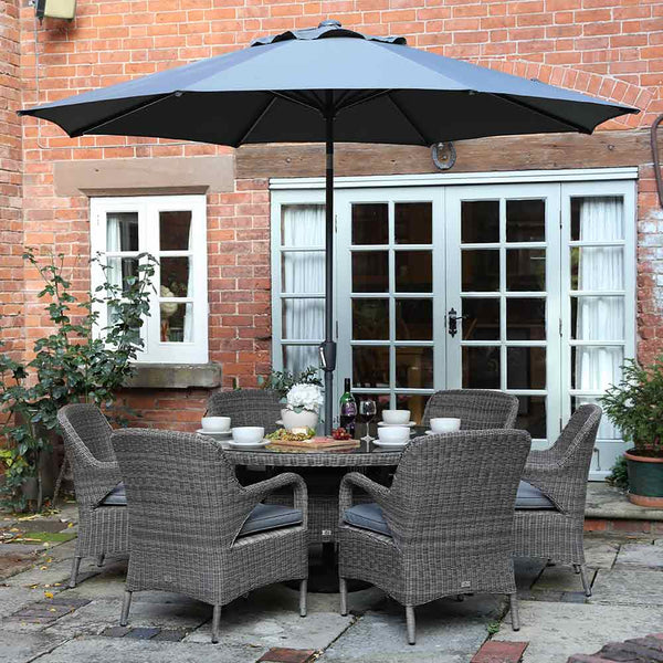 Supremo Verona 6 Seat Dining Set with 140cm Round Table, 3m Parasol & Base image 3