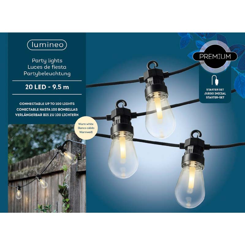 Lumineo 20 Premium Static LED Party Lights Starter Set - Filament Style image 0