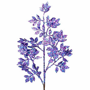 Gisela Graham Purple Glitter Leaf Branch (70cm) image 0