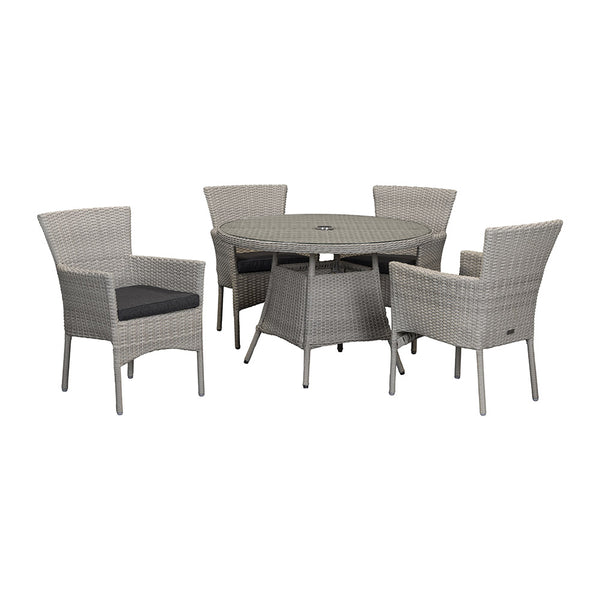 Orchard Life Elberta 4 Seat Round Dining Set with 2.5m Parasol & Base (Grey Weave) image 6