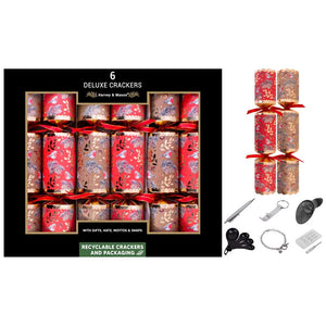 Harvey & Mason 6 Deluxe Red & Gold Robin Crackers image 0