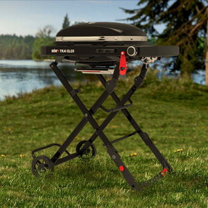 Weber Traveler Compact Portable Gas Grill BBQ with Travel Cart image 0