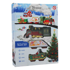 Festive Christmas Train with Smoke, Lights &amp; Music (20 Pieces) image 0