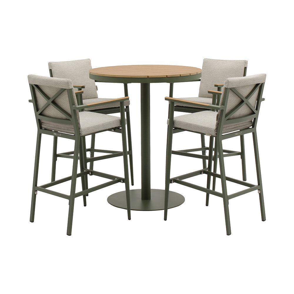 Bramblecrest RHS Wisley 4-Seat Garden Bar Set in Sage with 90cm Round Table image 0