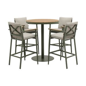 Bramblecrest RHS Wisley 4-Seat Garden Bar Set in Sage with 90cm Round Table image 1