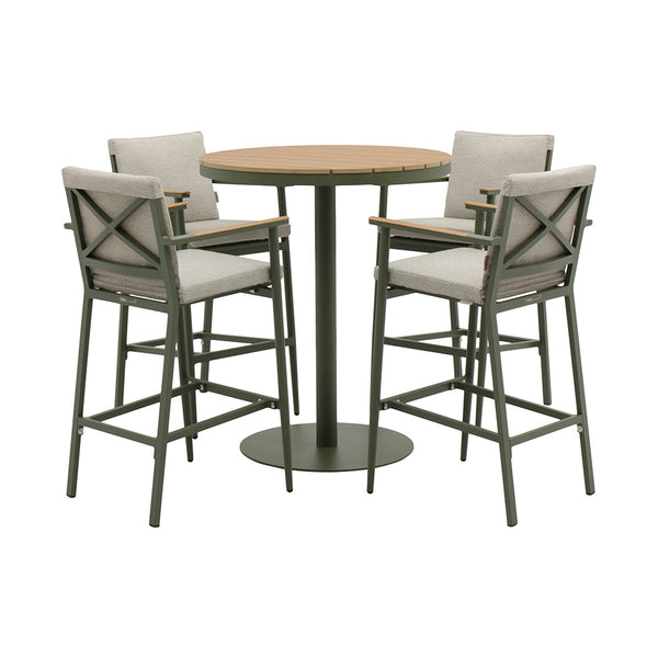Bramblecrest RHS Wisley 4-Seat Garden Bar Set in Sage with 90cm Round Table image 1
