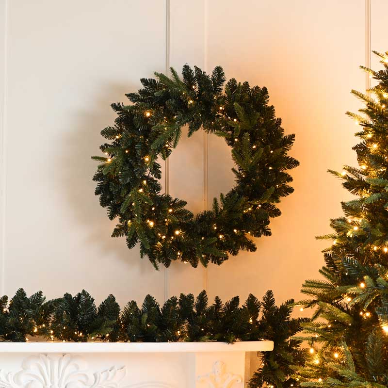 Festive Battery-Operated Lit Firefly Wreath image 0