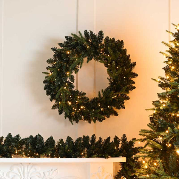 Festive Battery-Operated Lit Firefly Wreath image 0