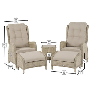 Bramblecrest Chedworth Deluxe 2 Seat Recliner Set in Sandstone Rattan with Footstools image 7