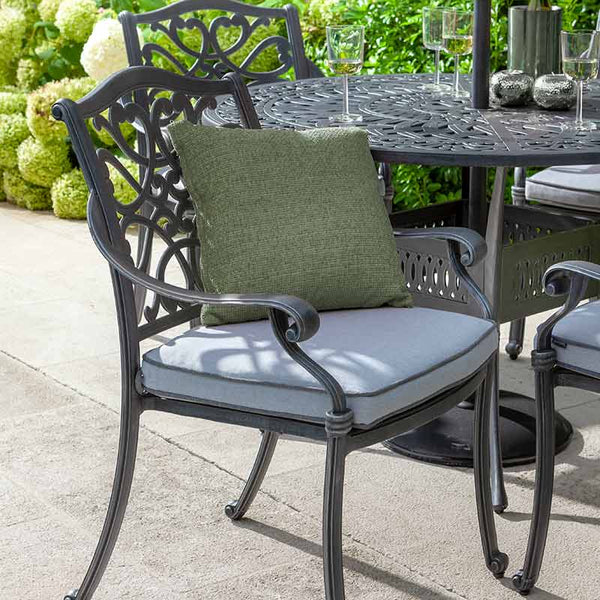 Hartman Capri 4 Seat Round Garden Dining Set in Antique Grey with Parasol &amp; Base image 1
