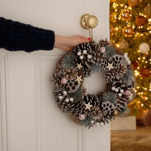 Festive White Pinecone & Berry Wreath image 1