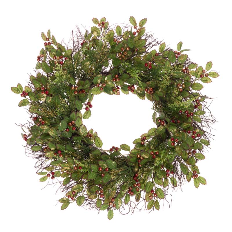 Floralsilk Glitter Holly Wreath image 0