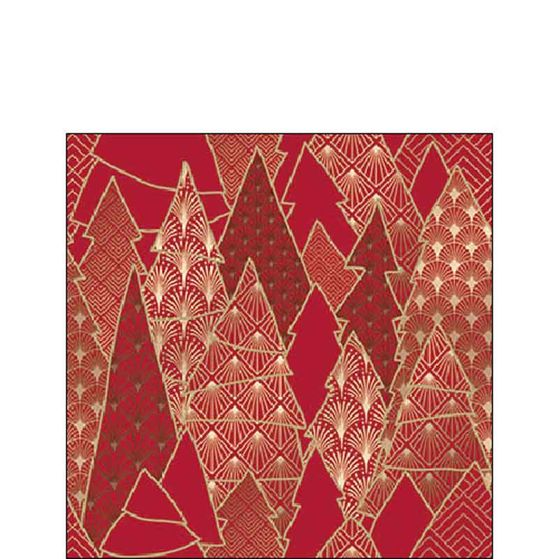 Ambiente Paper Cocktail Napkins - Red Luxury Trees (Pack of 20) image 0