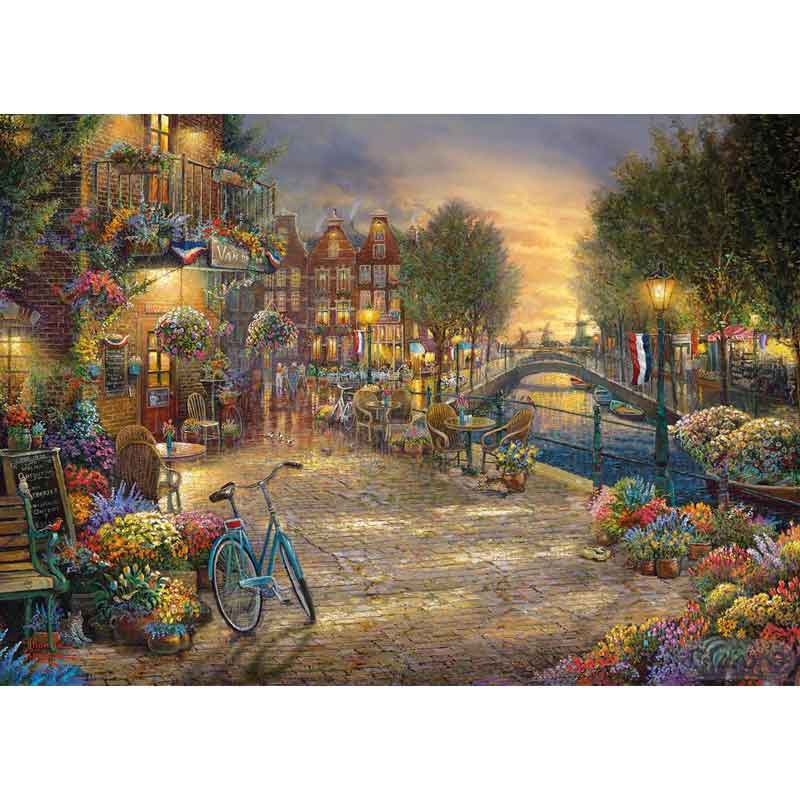 Gibsons Thomas Kinkade Amsterdam Café 1000 Piece Jigsaw Puzzle image 0