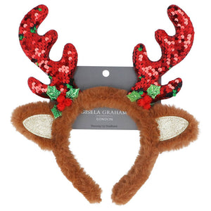 Gisela Graham Red Sequin Antlers Headband image 0
