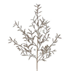Gisela Graham Gold Glitter Leaf Branch with Pearls (75cm) image 0