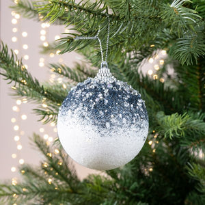 Decoris Foam Bauble with Glitter & Beads in White & Blue image 1