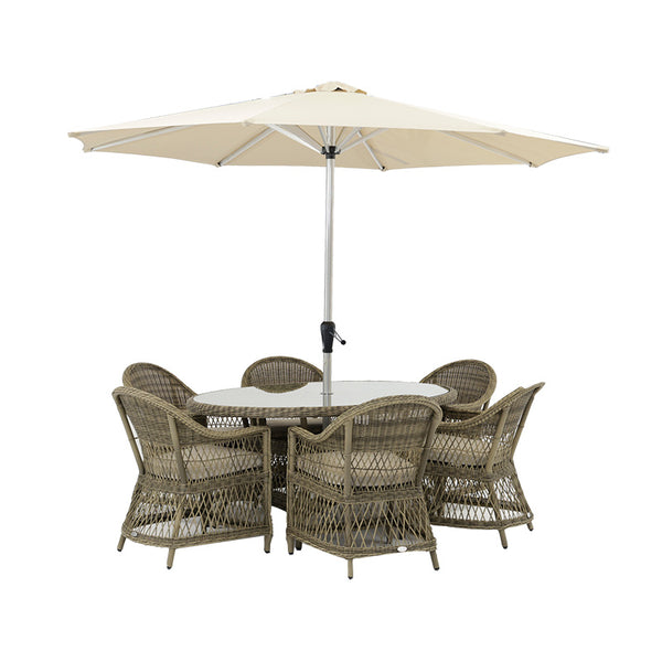 Bramblecrest RHS Rosemoor 6 Seat Elliptical Rattan Garden Dining Set with 3m Parasol &amp; Base image 4