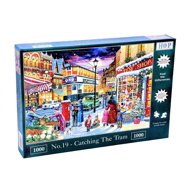 House of Puzzles No.19 Catching the Tram 1000 Piece Jigsaw Puzzle - Find The Differences image 0