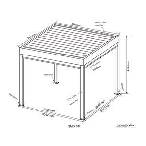 Supremo Belfort Grey Square Pergola with Curtains & LEDs (3m x 3m) image 17