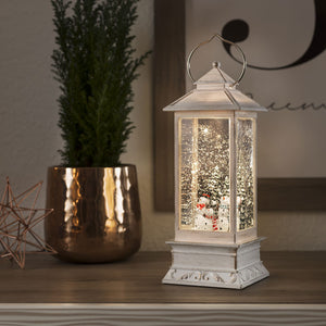 Konstsmide LED White Water Lantern with Snowman image 0