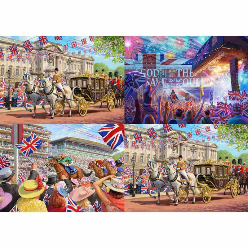 Gibsons Royal Celebrations Platinum Jubilee 2022 4 x 500 Piece Jigsaw Puzzles image 0