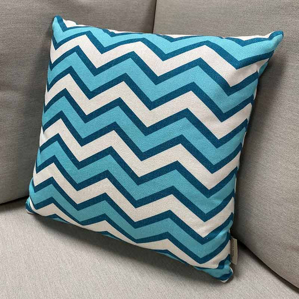 Bramblecrest Square Scatter Cushion, 45 x 45cm - Turquoise Zig-Zag image 0