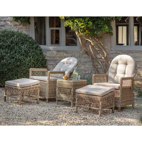 Bramblecrest RHS Rosemoor Rattan Recliner Set with 2 Footstools &amp; High Coffee Table image 0