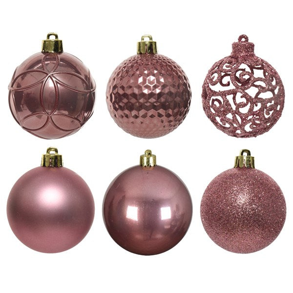 Decoris Shatterproof Baubles in Velvet Pink (Pack of 37) image 1