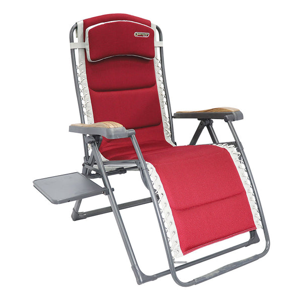Quest Elite Bordeaux Pro Relax XL Outdoor Chair in Red with Side Table &amp; Headrest image 3