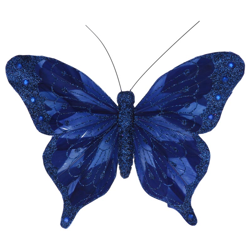 Gisela Graham Blue Feather Butterfly Clip image 0