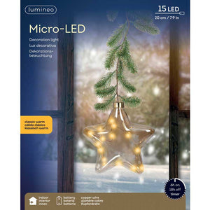 Lumineo Micro LED Hanging Amber Star with Faux Foliage image 1