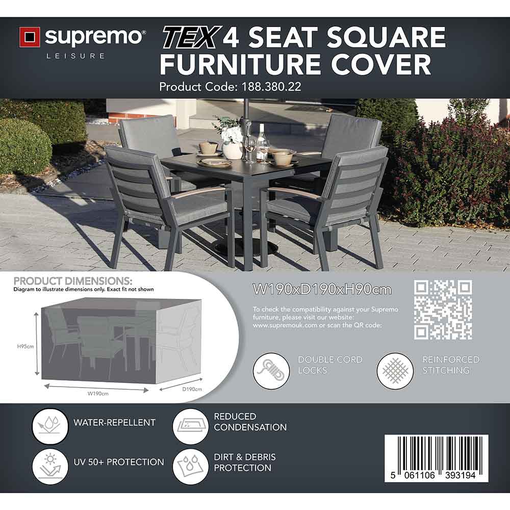 Supremo TEX 4 Seat Square Dining Set Furniture Cover image 0