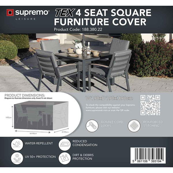 Supremo TEX 4 Seat Square Dining Set Furniture Cover image 1
